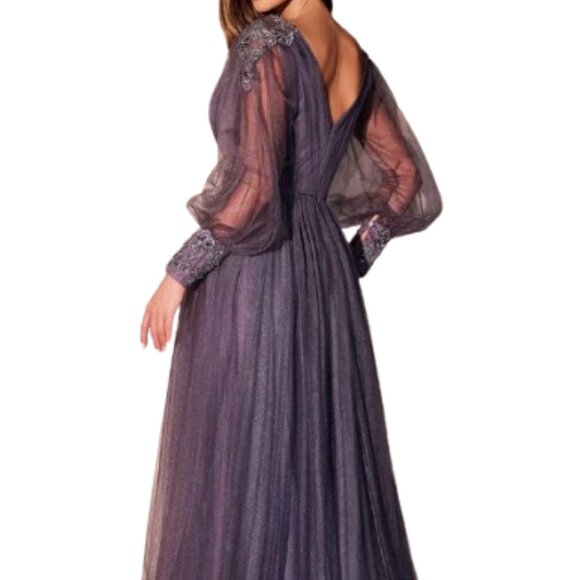 SALE NWT Ladivine CD0938 Tulle Mother of the Bride Dress Eggplant 14 - Picture 3 of 6